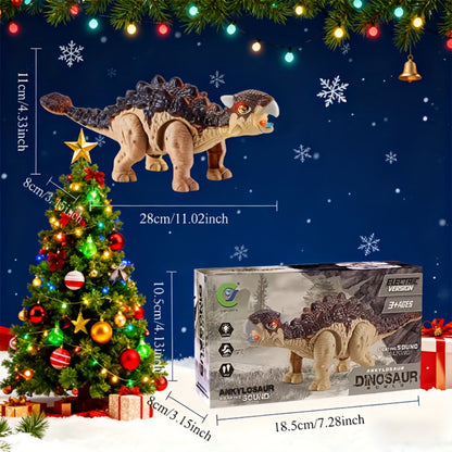 Battery-Powered Walking Ankylosaurus Dinosaur Toy with Roaring Sound and Random-Color Checkout