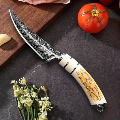 Butcher Knife Professional Bone-In Meat Cleaver Razor Sharp Blade with Patterned Design & Comfort Grip Handle