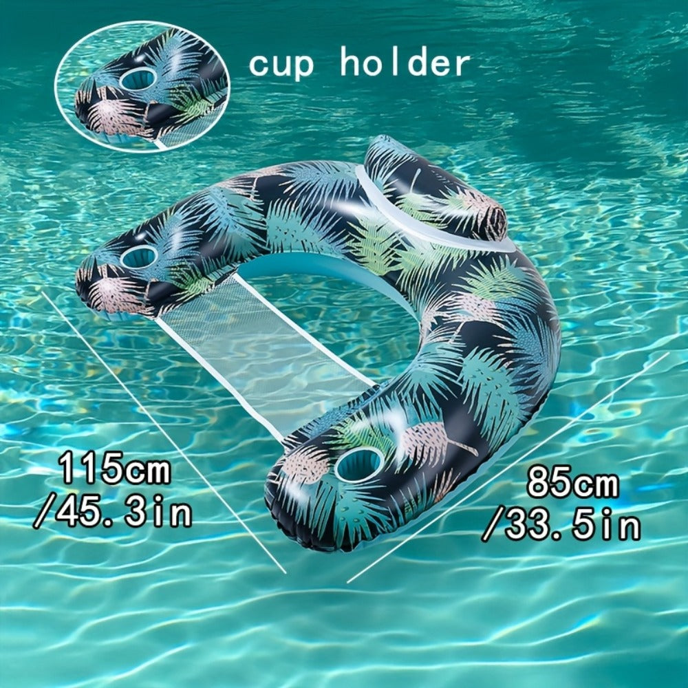 Inflatable Pool Float Chair with Cup Holder & Backrest for Adults – Striped Durable Water Lounge Float, 3-Color Set