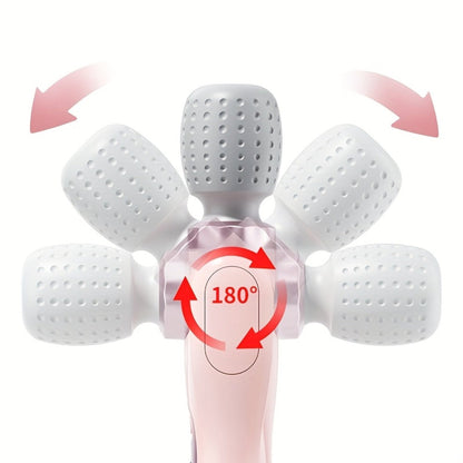 Electric Handheld Massager 180° Foldable Massage Stick, 5-Speed Vibration USB Rechargeable Rotating Head