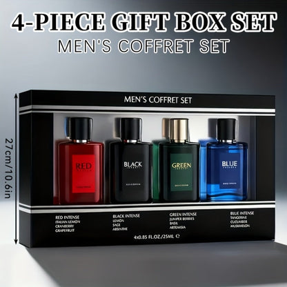 EDT Cologne Gift Set for Men 4 Piece Variety 4 Different Scents Long Lasting Fragrance Mini Bottles 0.85oz Each Travel Friendly Holiday