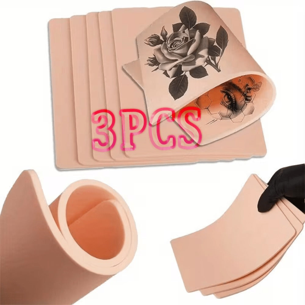 Tattoo Practice Skin Silicone Double-Sided – Flexible Fake Skin 1mm, Realistic Curvature for Tattoo Artists, Beginners