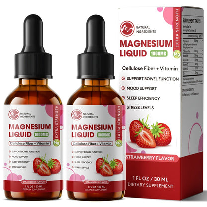 Liquid Magnesium Glycinate Drops 1000mg with Bromelain Cellulose Fiber Vitamin B6 C D & Zinc