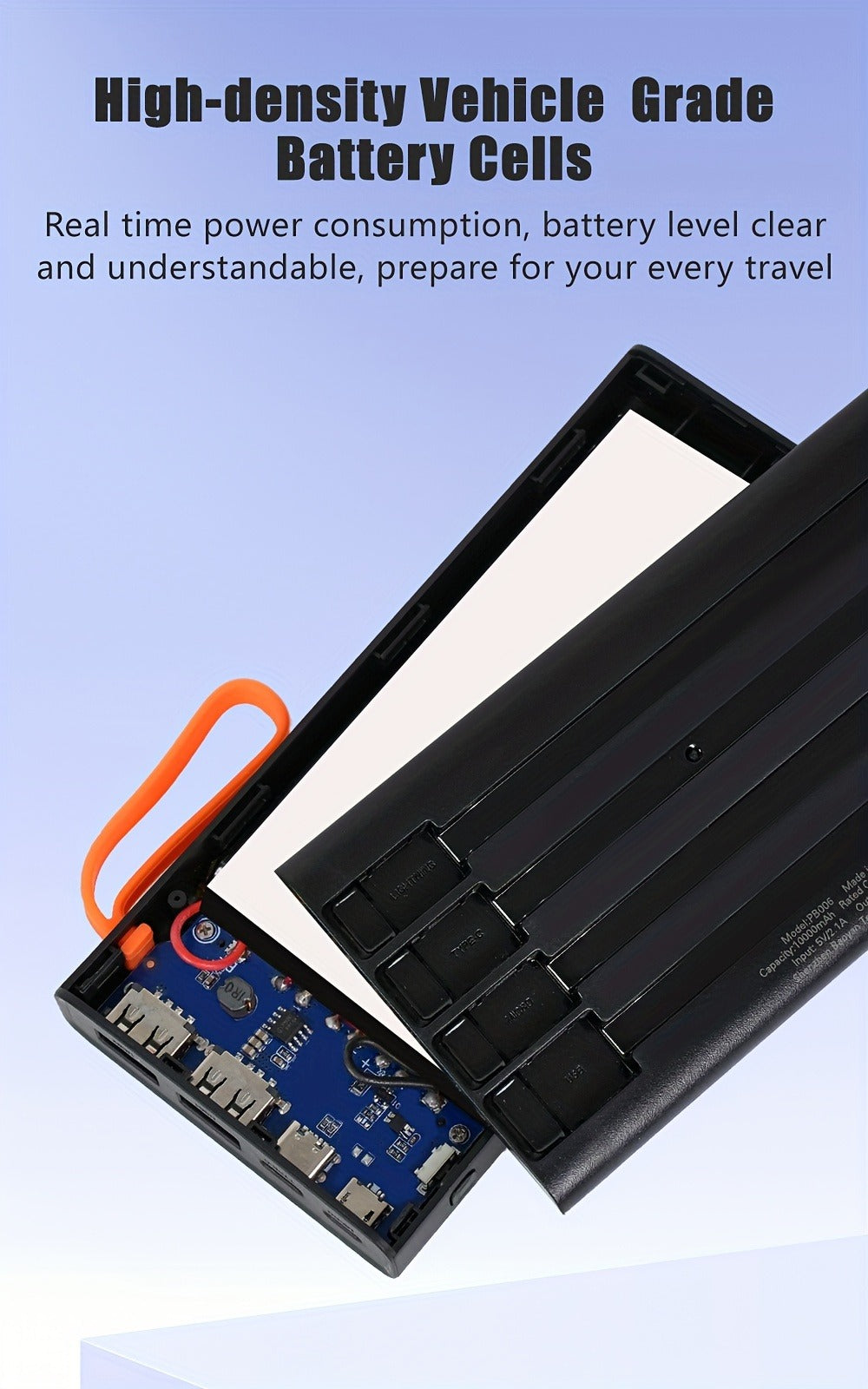 Power Bank for Camping, 10000-30000mAh with 15W Charging, Four-in-One Cable and Four-Mode Camping Light