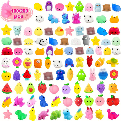 Mochi Squishies Bulk Pack 100 or 200 Pcs, Kawaii Mini Squeeze Toys for Kids Party Favors, Classroom Prizes