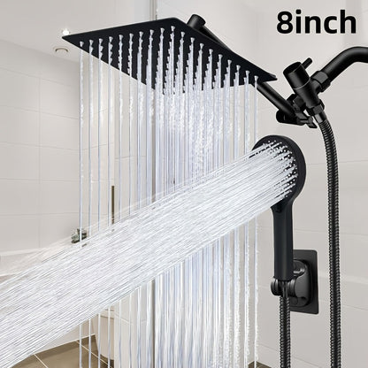 Rain Shower System with Handheld Shower Head, High Pressure Rainfall Showerhead Combo Copper Diverter Anti-Clog 8 10 12 Inch