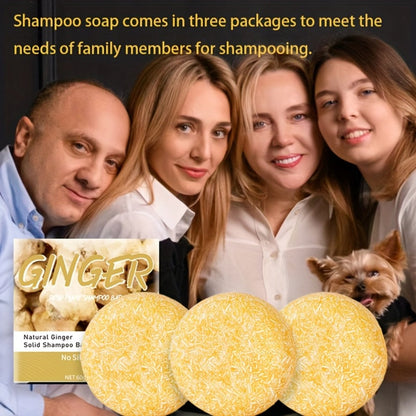 Ginger Shampoo Bar 3pcs × 60g – Natural Handmade Solid Shampoo Bar, Sulfate-Free, Paraben-Free & Vegan | Scalp Stimulating Ginger Formula