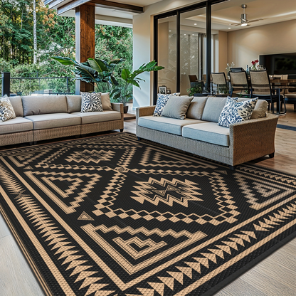 Outdoor Reversible Plastic Straw Rug for Patio Deck RV Camping – Waterproof UV-Resistant Lightweight Mat, Multiple Sizes & Colors