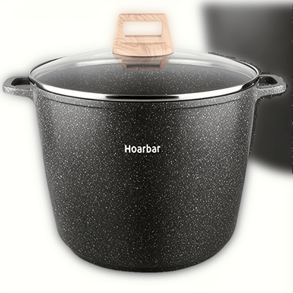 Stockpot Cookware by Hoarbar, 10.5QT Deep Pot with Glass Lid, Dual Handles and White or Black Options