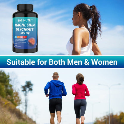 Magnesium Glycinate 500mg Chelated Capsules, Deep Sleep, Stress & Relaxation Supplement for Women & Men