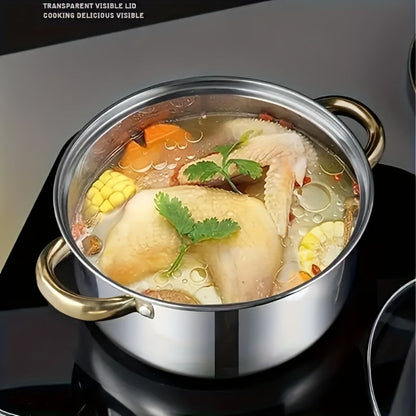 Stainless Steel Deep Pot Cookware Set 10 & 12 Piece with Lids & Dual Handles – Oven Safe Soup Hot Pot Pasta Seafood Stew Pots | Silver Pink