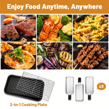 Indoor Electric Smokeless Grill 1700W with Raclette Pans, Non-Stick Plate, Portable Tabletop BBQ Griddle for Couples