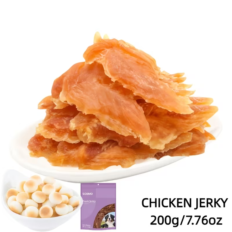Chicken Jerky Treats for Dogs and Cats – High Protein Chicken Breast Slices, Grain-Free Dental Chews & Training Rewards for Puppies Kittens