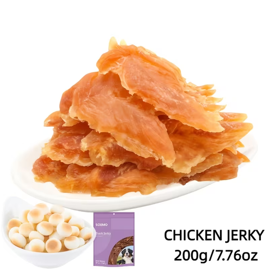 Chicken Jerky Treats for Dogs and Cats – High Protein Chicken Breast Slices, Grain-Free Dental Chews & Training Rewards for Puppies Kittens