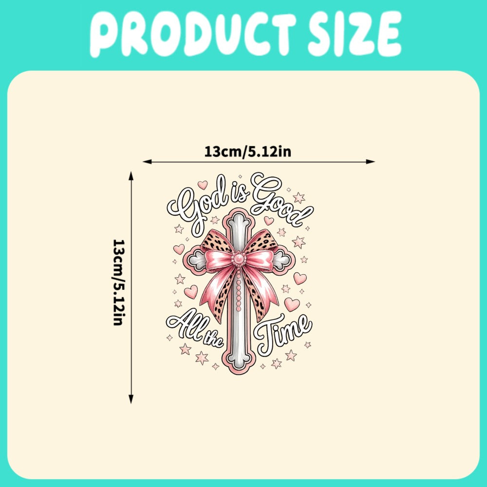 God Is Good All the Time Cross-and-Bow Decal in 5.12-Inch One- or Four-Piece Checkout Options