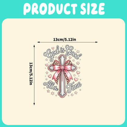 God Is Good All the Time Cross-and-Bow Decal in 5.12-Inch One- or Four-Piece Checkout Options