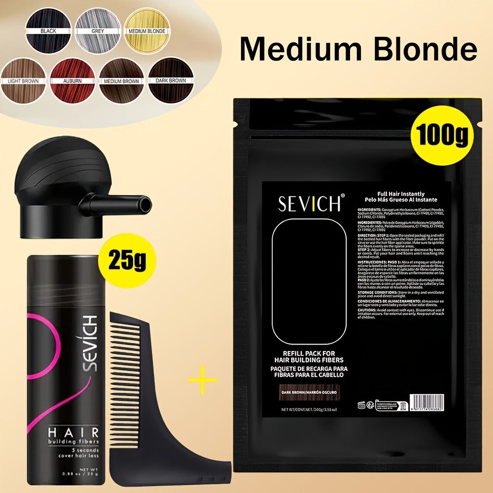 Hair Thickening Fibers Set 2-in-1 with Applicator Spray - Instant Volume & Fuller Look for Thinning Hair