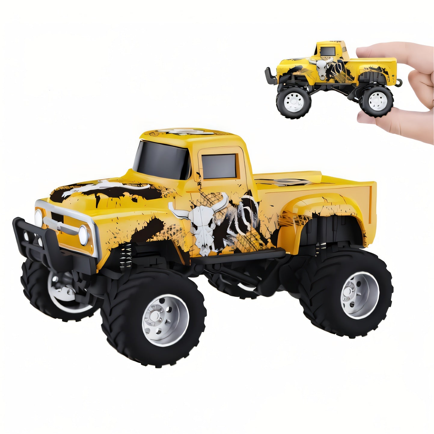 RC Monster Truck 1:64 Scale Alloy Shell with LED Lights, Multi-Control Modes, Adjustable Speed & Steering