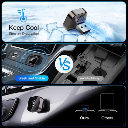 Wireless CarPlay Adapter 2-in-1 Wired to Wireless CarPlay & Android Auto Mini USB Dongle Fast Stable Connection for Apple iOS 10+ Android
