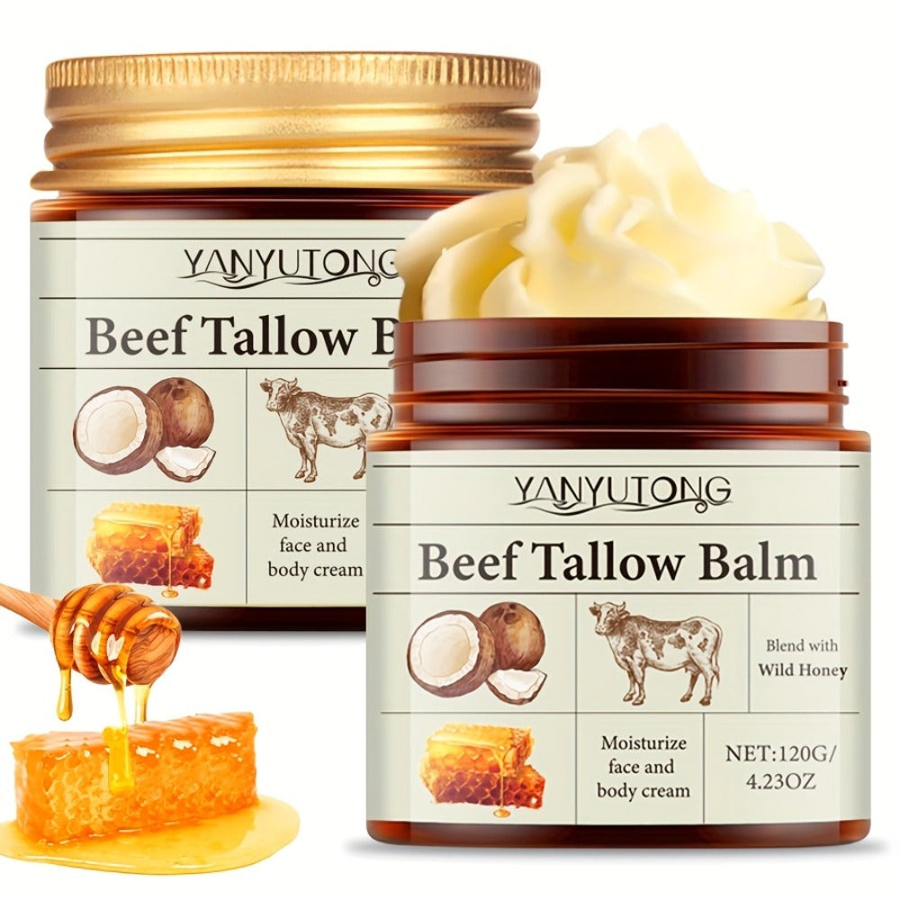 Grass-Fed Beef Tallow Cream with Raw Honey & Vitamin E, Minimalist Face & Body, Clean Beauty All-Over Skin Nourishment for Dry Skin