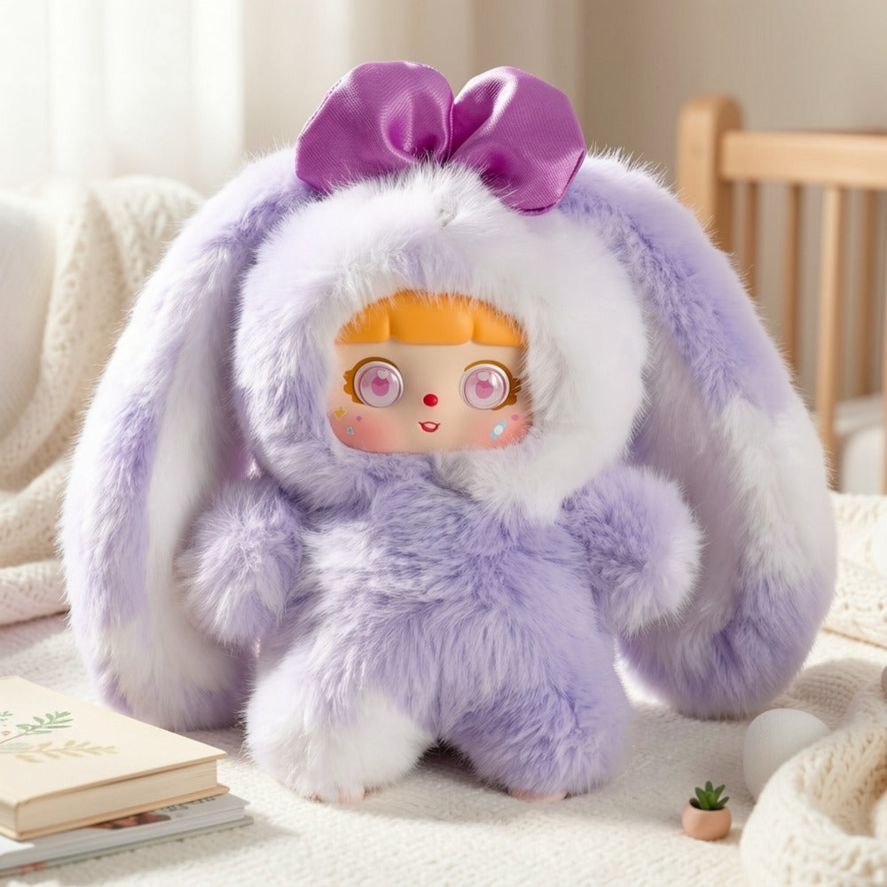 Plush Toy Kawaii Rabbit with Detachable Face Panel and Assorted Character Styling for Display