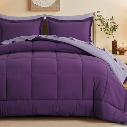 7 Piece Comforter Set Luxury Soft Fluffy Bedding All Season Bed in a Bag with Comforter Fitted Sheet Flat Sheet Pillowcases Hypoallergenic