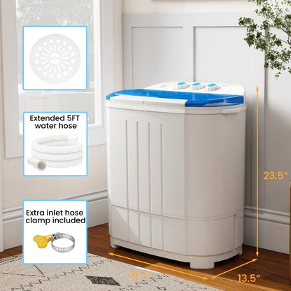 Portable Washing Machine Mini Twin Tub Washer Spin Dryer Combo Semi- Wash Spin Gravity Drain for Entryways, Bedrooms and Living Spaces