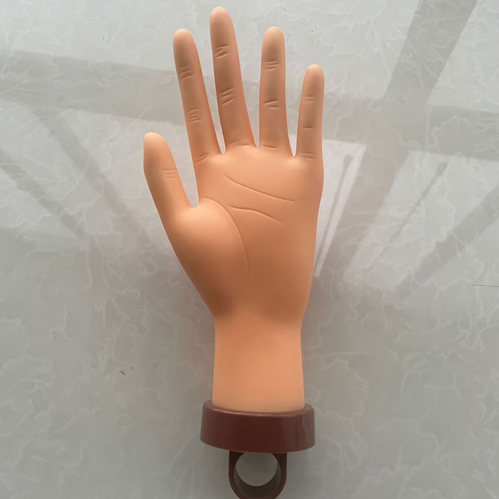 Bendable Nail Practice Hand with Stand – Reusable Mannequin Hand for Acrylic Gel Nail Training, Includes Fake Nail Tips & Nail Tools
