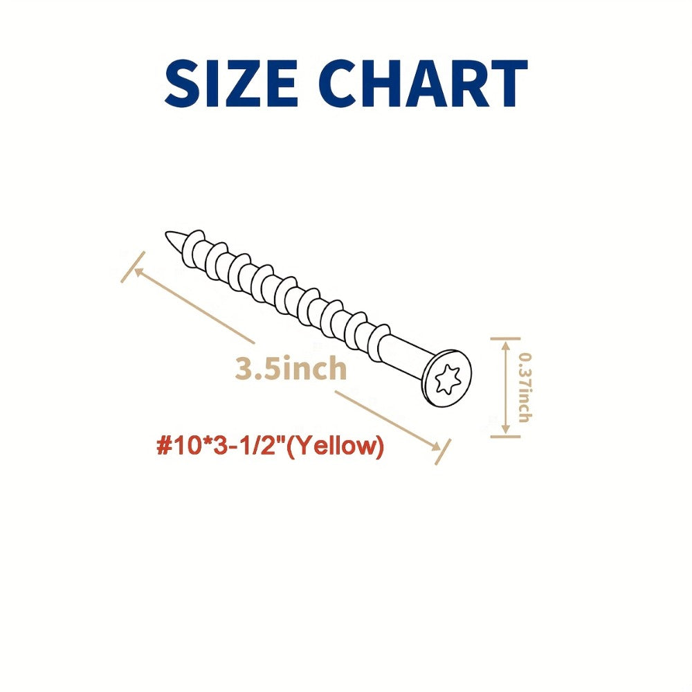 400pcs #10 x 3-1/2" Torx Wood Screws Yellow Ceramic Coating for Entryways, Bedrooms and Living Spaces