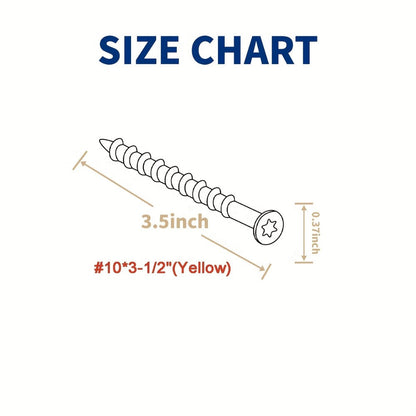 400pcs #10 x 3-1/2" Torx Wood Screws Yellow Ceramic Coating for Entryways, Bedrooms and Living Spaces