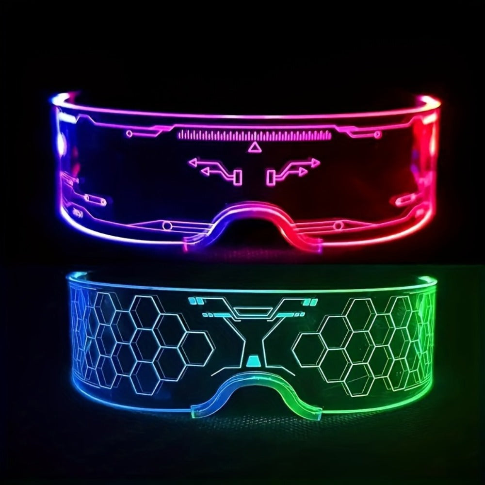 LED Visor Glasses Cyberpunk Futuristic Glow 7 Colors 5 Modes with the Listed Color, Size or Set Options for Everyday Use