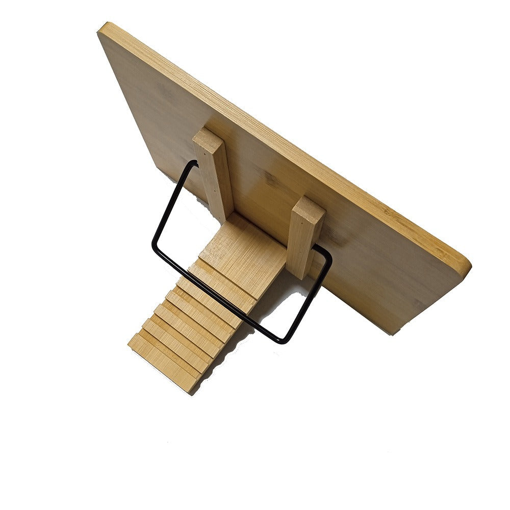 Bamboo Book Stand Adjustable Foldable Portable Reading Stand with Page Clips for Cookbook Tablet E-Reader Textbook Sheet Music Desk Holder