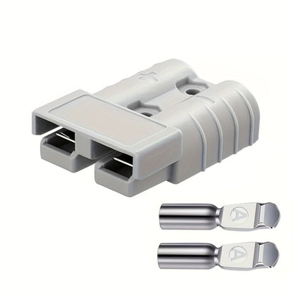 Ten-Pack 50-Amp Two-Pole Battery Disconnect Connector Set with Grey Housings and Terminal Contacts