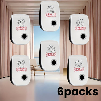 Electronic Rodent 6 Pack, Auto Frequency Ultrasonic Mouse Plug In, Indoor Pest Control Device for Home Kitchen Office Warehouse