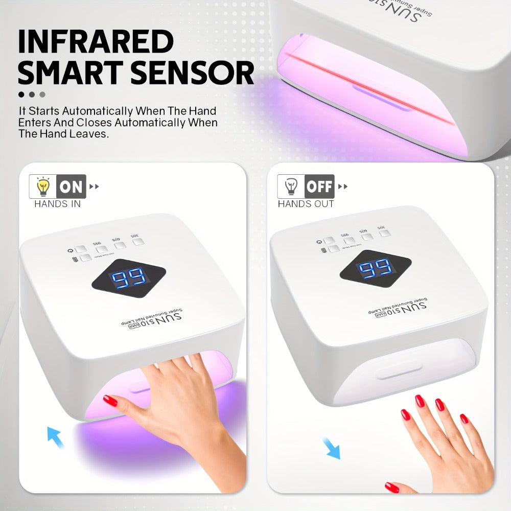 Rechargeable Wireless Nail Lamp 30 LED Beads 365+405nm UV Gel Curing Light 3 Timer Settings Infrared Sensor Portable Nail Dryer for All Gel
