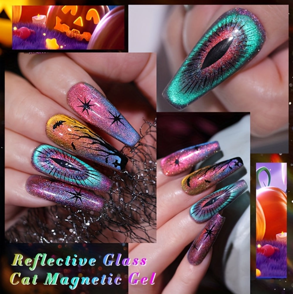 Gel Nail Polish BORN PRETTY 6-Piece 10ml Magnetic Cat-Eye Set with Double-Light Reflection