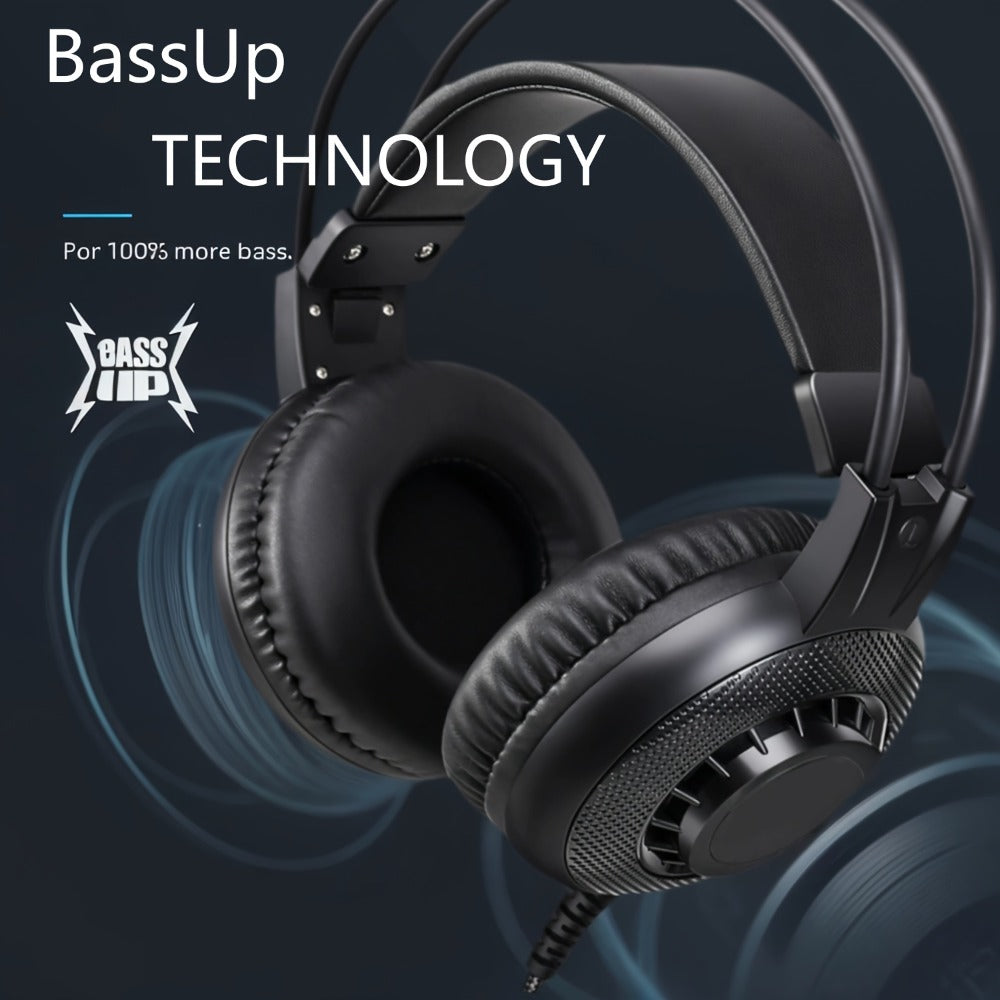 Wired Over-Ear Studio Gaming Headphones with Boom Arm Microphone for Bedside Audio, Alarms and Room Entertainment
