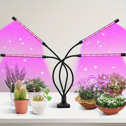 Clamp-On Red Blue LED Plant Lamp with 3, 4 or 5 Flexible Light Bars and USB Control for Shelves