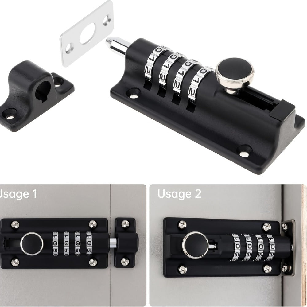 Combination Bolt Lock 4-Digit Zinc Alloy Sliding Security Lock for Entryways, Bedrooms and Living Spaces