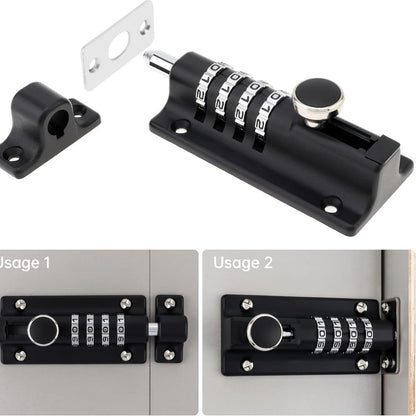 Combination Bolt Lock 4-Digit Zinc Alloy Sliding Security Lock for Entryways, Bedrooms and Living Spaces