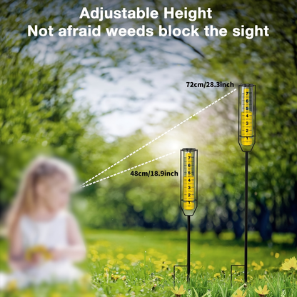 Rain Gauge Outdoor – Large Transparent Freeze-Proof Rain Gauge with Metal Frame, Adjustable Height, Easy-to-Read Measurement for Garden