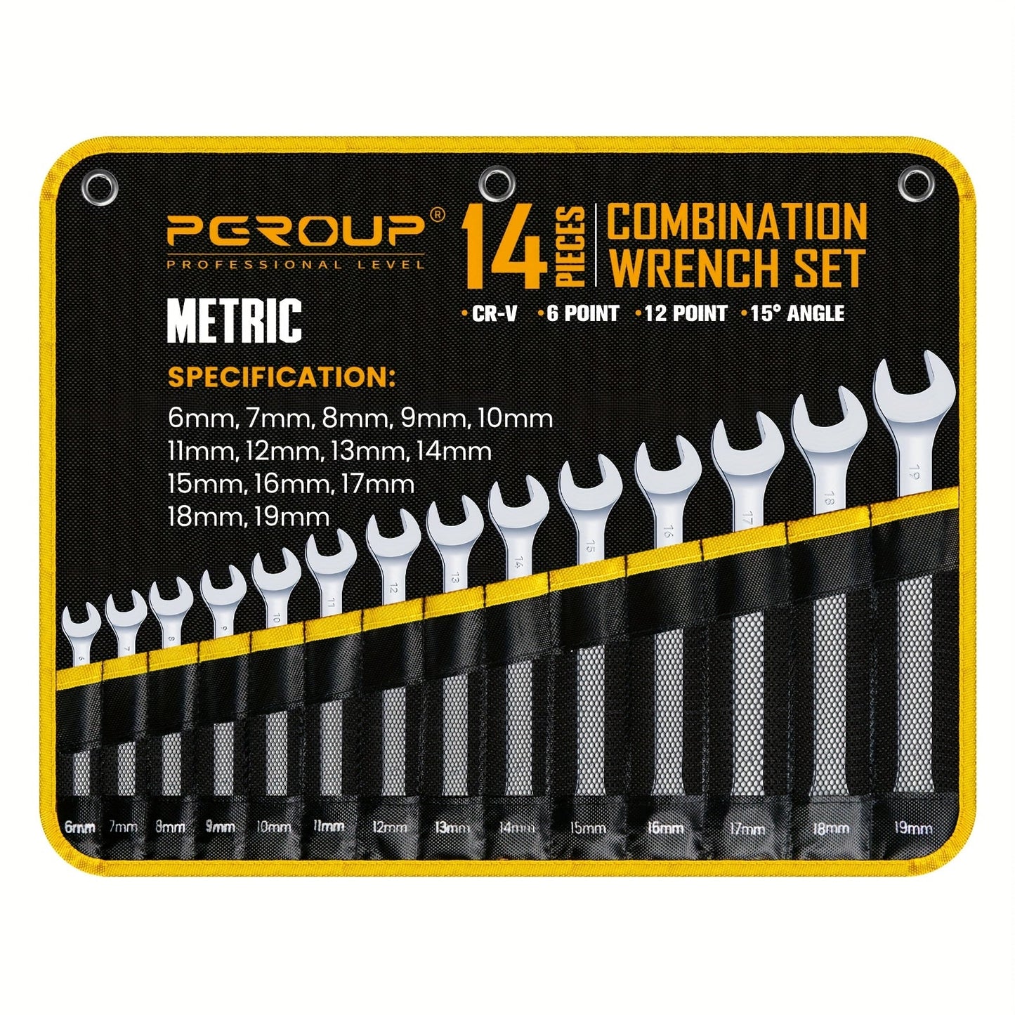 Combination Wrench Set with 14-Piece Metric, 14-Piece SAE or 32-Piece Mixed Checkout Options and Carry Case