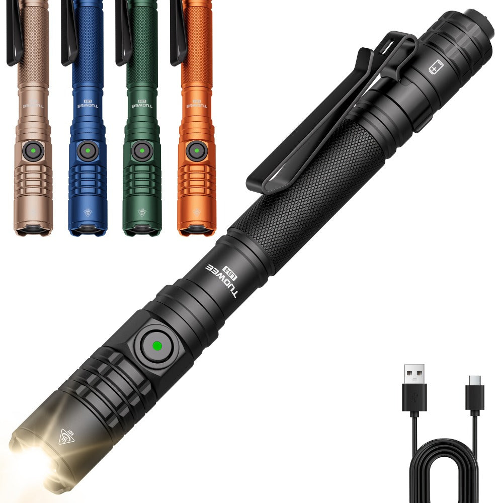 Tactical Penlight 1200 Lumen EDC Flashlight, High-Brightness Torch with Tail Switch Multi-Mode, Slim Pocket Light for Everyday Carry