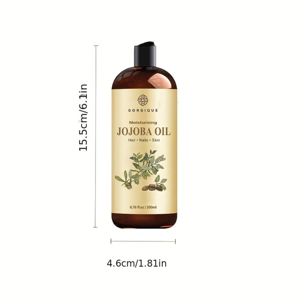 Jojoba Oil for Face Skin & Hair 200ml Cold Pressed Pure, Non-Comedogenic Deep Carrier Oil, Non-Greasy Sebum Balancing Formula