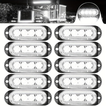 LED Side Marker Indicator Lamps 10pcs, 12V-24V 10-LED ABS Clearance Lights for Car Truck Trailer, Plug-and-Play Side Indicator Light Kit
