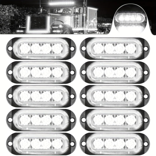 LED Side Marker Indicator Lamps 10pcs, 12V-24V 10-LED ABS Clearance Lights for Car Truck Trailer, Plug-and-Play Side Indicator Light Kit