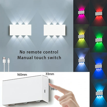 RGB Wall Light 2 Pack Battery Powered - Seven Color Gradient Dimming Night Light with Touch Switch