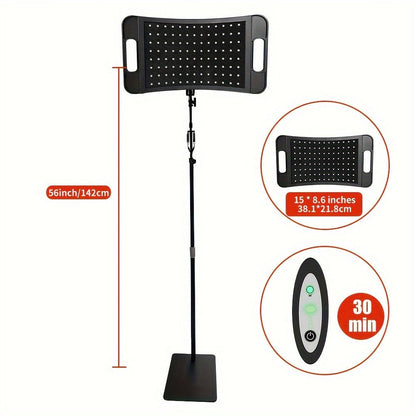 Adjustable Red and Near-Infrared LED Panel Lamp with 660nm and 850nm Light, Floor Stand and 30-Minute Timer