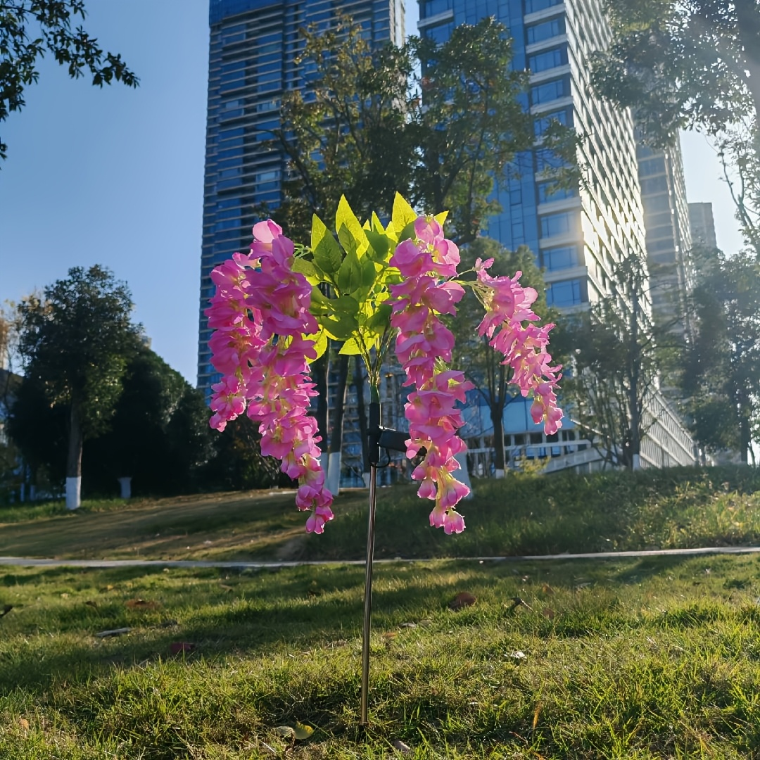 Solar Garden Lights 52-LED Wisteria Flower Stake with Two Modes and Six Color Options for Patio
