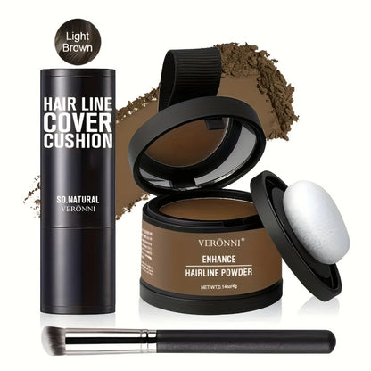 Hair Root Concealer Powder with Brush - Instantly Covers Gray Roots & Thinning Hairline, Plant-Based Keratin Formula